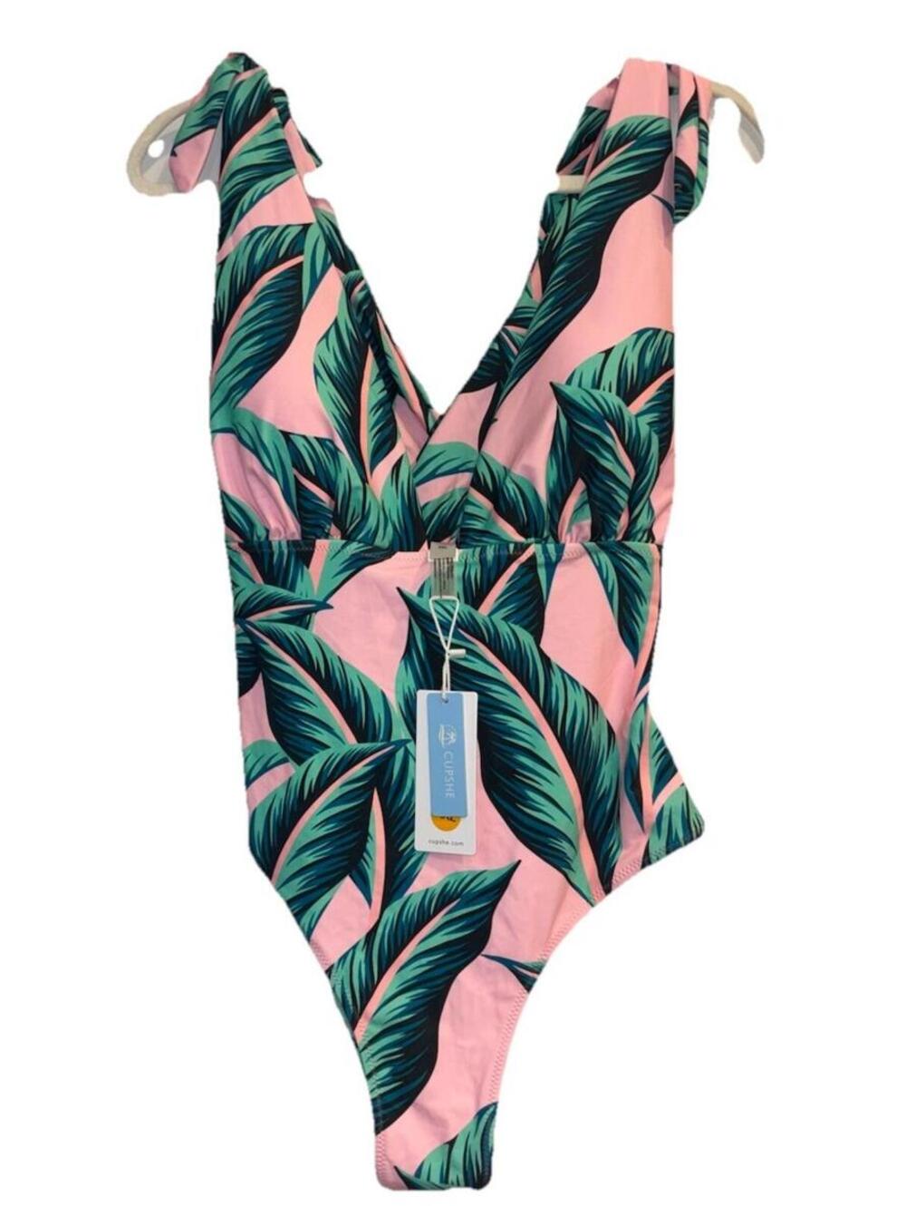 NWT CUPSHE Women’s Green Coral One-Piece Swimsuit, Size XXL Regular